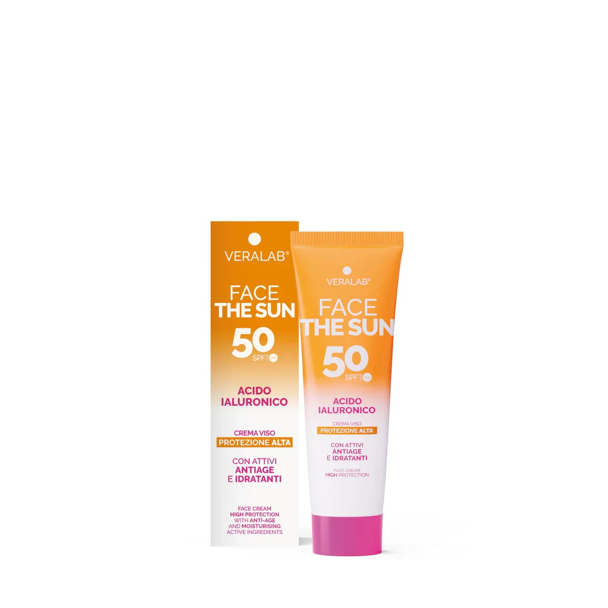 FACE THE SUN ACIDO IALURONICO - Crema viso SPF50 con attivi antiage e idratanti
